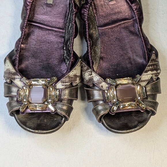 MIU MIU Slip on with Crystal Embellished Reptile Leather Size 39.5 - Picture 2 of 11